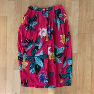 Vintage pink floral midi skirt